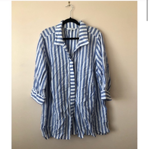Foxcroft NYC Blue Striped Button Down 18W - Picture 4 of 10